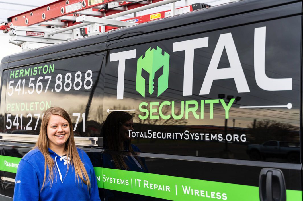 Security company van with contact details