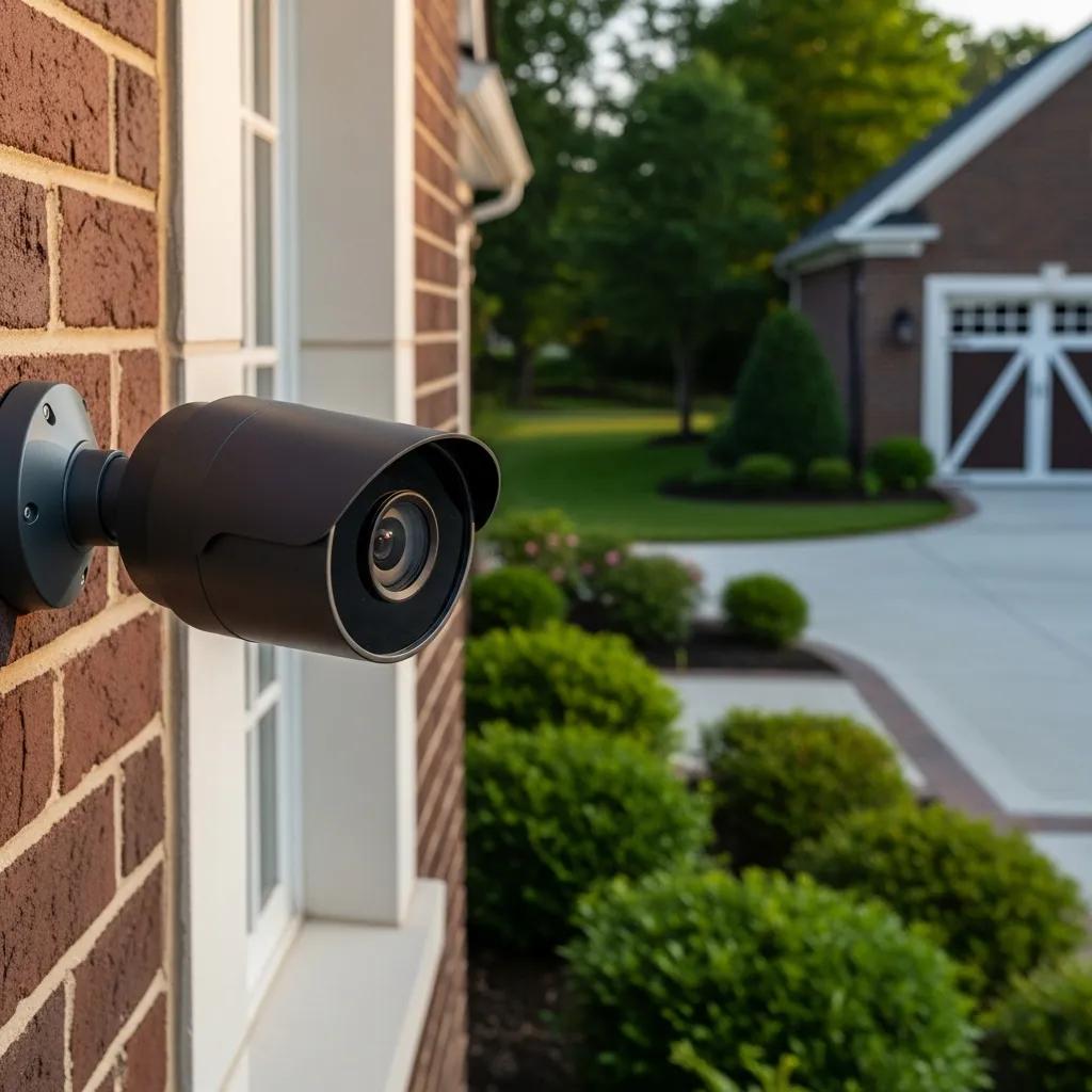 Outdoor security camera monitoring a property entrance, demonstrating effective surveillance solutions
